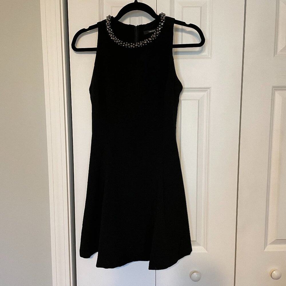 Forever 21 Beaded Neck Black Fit and Flare Dress